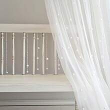 1pc Pearl Tulle Fabric, Suitable For Wedding Tablecloth, Dessert Table Decor, Cake Photography Backdrop, Curtain Prop, Bridal Headpiece, Fairy Style, White Hollow Mesh - Beige - View 6