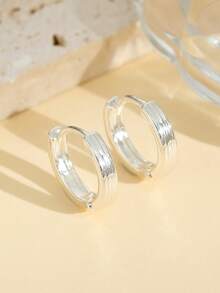 1 Pair Fashionable Minimalist Silver Brushed Copper Alloy Teardrop Earrings - Jewelry Accessories