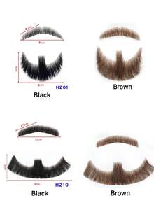 Handmade Real Human Hair Fake Beard, Men's Beard Replacement System, Lace Wigs, Invisible Hair Extensions, Realistic Mustache, Suitable For Cosplay, Costume Matching Or Theme Parties - Multicolor - View 5