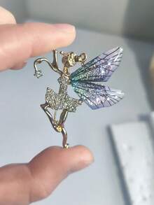 1pc Fashion Ballet Girl Angel Zirconia Stone Brooch, Alloy Sequin Brooch Pin, Jewelry Gift For Women - Multicolor - View 7