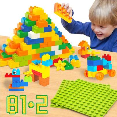 2 Stücke großes Bauklötze Set, kompatibel mit Duplo und anderen führenden Marken, geeignet für Kinder von 3-6 Jahren