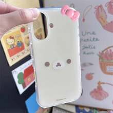 2026 Hot,Japan Korean INS Style Cute And Relaxed Bear Phone Case For  16 15 14 13 12 11 Pro Max XR XS 7 8 Plus MINI Y2K Lucky Cover.Christmas Accessories.Christmas Decor 17 Pro Max  Cases Cover De  Funda Para   17 Pro Case - 帶有蝴蝶結的黃色 - 查看 2