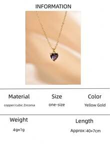 1pc Custom Birthstone Necklace, Zirconia Tear-Drop, Heart Square Gemstone Personalized Birthday Gift, Mom Gift, Best Friend Gift - Love 1 - View 31