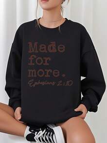 2026 Valentine Outfits For Women Bible Style: Women's Crew Neck Casual Sweatshirt, Letter Print, Simple Loose And Comfortable Valentine's Day - Màu Xám nhạt - Xem 5