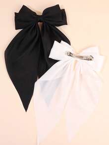 4 pièces Élégants nœuds de ruban pour femmes, clips de cheveux avec grands queues. Couleurs unies : blanc classique, rose, rouge, noir. Accessoires de cheveux pour la Saint-Valentin, fête, rendez-vous. Pinces à cheveux, barrettes, accessoires de la Saint-Valentin - Multicolore - Voir 4