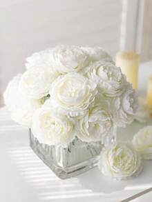 6/12PCS Artificial Peony Flower With Stem Simulation Peony Flower Head Used For Wedding Party Decoration, Home Living Room Table Center Decoration, Fake Plants, Autumn Decoration, Room, Table, Garden Decoration, Room Decoration Items, Valentine's Day, Birthday Gifts, Graduation Gifts