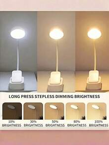 1pc Black/White Clip-On Book Light, Eye-Caring Reading Lamp, 3 Color Temperatures, Dimmable, Mini Portable Clip-On Reading Light (Battery Not Included), Book Light, Reading Lamp, Fun Gift, Gift For Book Lovers, Book Accessories, Bedroom Light - Mini Book Clip Light - View 9