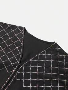 1pc Woven Fabric Rhinestone Embellished Robe, Suitable For Ramadan, Eid Al-Fitr, Eid Al-Adha, Friday Prayers, Weddings, Family Celebrations, National Holidays And Cultural Festivals, Spring/Autumn - Black - View 3