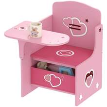 AIYAPLAY Kids Table And Chair Set, Children Desk And Chair With Storage Bins, 2 In 1 Toddler Desk For Playing, Reading, Painting, Activity Table Set For Ages 3-5, Pink - Pink - View 2