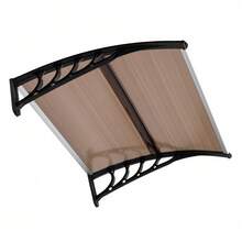 40*38in Brown Door & Window Rain Cover Eaves – Household Waterproof Shelter With Black Holder, Weatherproof Protector For Home Balcony Outdoor Use - 預設 - 查看 12