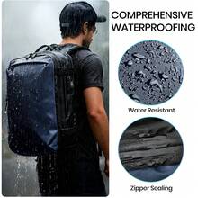 Travel Laptop Backpack, Expandable 30L-60L Vacuum Backpack, Waterproof Lightweight Business Rucksack, Wet Dry Separation, Fits 17.3 Inch Laptop - Dark Blue - View 6