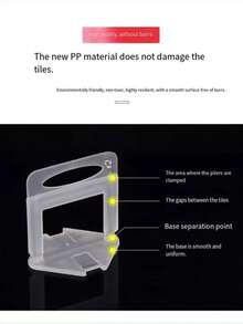 100pcs/Pack Tile Leveling System, White Base, 1.5cm/0.591in, 2cm/0.787in, 2.5cm/0.984in Spacers, 7.5cm/2.95in Red Plastic Clips, Made Of New PP Material, Tile Leveling Spacers - White 2.5cm - View 9