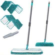 MASTERTOP Microfiber Mop For Floor Cleaning, Flat Dust Mop For Home And Kitchen, Adjustable Stainless Steel Handle With 4 Washable Pads&Amp;1 Cleaning Scrape For Hardwood, Vinyl - Màu B - Xem 1