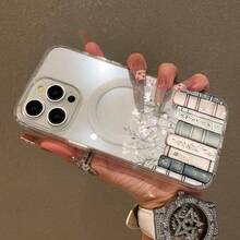 Soft Girl Magnetic Case For IPhone11/12/13/14/15/16/17/Promax, Floral Bookshelf Lightweight, Drop-Proof, MagSafe Compatible | Perfect For Teen GirlsYOUR-BELOVED-PHONE Christmas Gifts Christmas Gifts,New Year Gifts,Valentine's Day Gifts - 透明的 - 查看 5