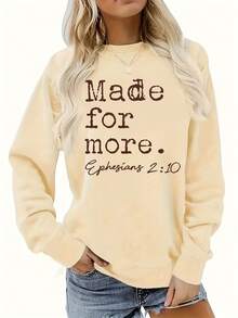 2026 Valentine Outfits For Women Bible Style: Women's Crew Neck Casual Sweatshirt, Letter Print, Simple Loose And Comfortable Valentine's Day - Màu Xám nhạt - Xem 4