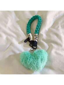 1 件蓬松心形吊坠，可旋转手机挂绳，包包挂饰，钥匙扣，适用于一般手机 - 彩色 - 查看 24