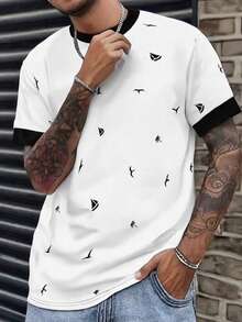 Men's Breathable Crew Neck Short Sleeve T-Shirt, Summer - Multicolor - View 3