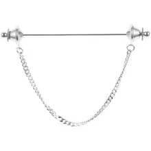 XISH FOMIYES Hebilla de collar broche  Hombres cuello broches patas camisa alfiler de la joyería clips de collar con cadena Pin de social traje pin cobre Plata - como en la foto - Ver 1