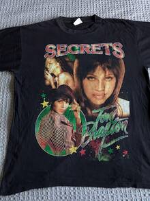 Men's Vintage 1996 Toni Braxton Secrets Album Graphic T-Shirt - Unbreak My Heart R&B Tee, XL Retro Music Shirt With Iconic Cover Art, Casual Round Neck Black Top For Men - 黑色 - 查看 6