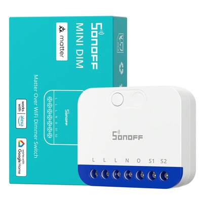  SONOFF MINI-DIM MINI Extreme Matter Over WiFi Dimmer Switch Smart Dimming Real-Time Power Monitoring EWeLink APP Control Brightness Smart Home Light Switch Alexa Voice Control