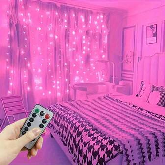 Valentinstag USB betriebene LED Vorhanglichter, 8 Modi Fernbedienung, geeignet für Weihnachten, Feiertage, Wohnzimmer, Schlafzimmer Vorhang Dekorationslichter