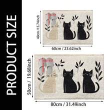 1件装可爱黑白猫咪图案速干吸水浴室地垫，防滑超柔软浴室地毯，可水洗，低绒毛，TPR底背，针织面料，适用于浴室、卧室、厨房、玄关、室内外，浴室配件及装饰 - 彩色 - 查看 3