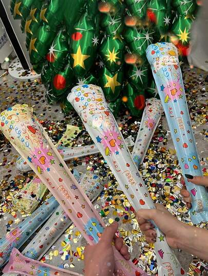 6 piezas Varitas de chispa inflables automáticas, Globos con confeti multicolor, Decoraciones para fiestas para días festivos, cumpleaños, bodas - Colores y estilos aleatorios, Año Nuevo, Día de San Valentín, Sorpresa de fiesta de cumpleaños Accesorios de ambiente, Suministros de fiesta y festival > Decoraciones > Confeti y serpentinas