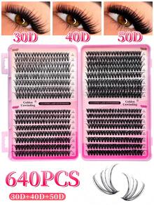 New Arrival Best Seller: 640pcs Mega Pack False Eyelash Clusters (30D+40D+50D) For DIY Eyelash Extension, Soft As Mink Lashes, High-Grade D-Curl Natural & Thick Individual Lash Clusters, Suitable For DIY Eyelash Extension - Reusable, Lightweight & Easy To Wear, Individual Lashes, Ideal For Beginners, Simple To Use, Perfect For Dates, Parties And Holiday Gifts. - 粉色 - 查看 6