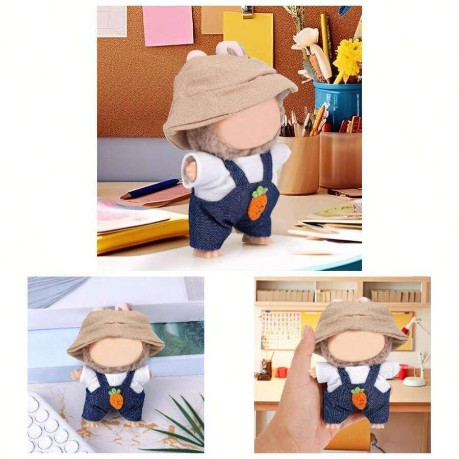 Cute Clothes Set - Kawaii Outfit with Bucket Hat, - Shirt Overalls - Accessories - inicial - Ver 1