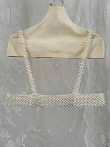 Elegant Women Pearl Decor Waist Belt, Vintage Autumn/Winter Fashion Sweater Accessory Chain, Suitable For Jacket And Dress - White - View 5