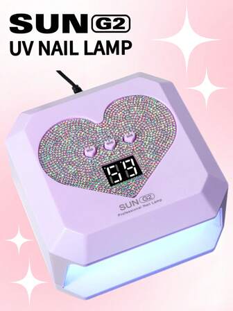 LIMEGIRL 专业UV美甲灯，彩色水晶心形美甲烘干机，大容量凝胶美甲灯，配有可爱的心形定时按钮，快速固化灯，带液晶显示屏和自动感应功能，适用于凝胶美甲，圣诞礼物，适合女性和女孩，可用于美甲沙龙和家庭使用，紫色、粉色、白色