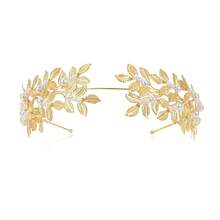 一套五件希腊女神风格服饰及配饰套装，包含希腊女神主题珠宝，例如金色树叶皇冠头饰、臂环和珍珠耳环。适合婚礼、情人节、生日、订婚、狂欢节、万圣节、角色扮演和主题派对等场合。 - 金色 - 查看 14