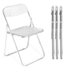 2-Piece/4-Piece/6-Piece Acrylic Folding Chair Sets, Stackable, Lightweight And Durable, Modern Armless Design, Suitable For Indoor/Outdoor Use, Perfect For Holiday Parties. - 透明色 - 查看 10
