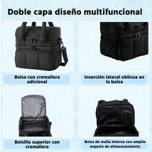 Bolsa para almuerzo para mujer, fiambrera térmica de doble capa, hermética, duradera y reutilizable, gran nevera portátil para el trabajo, picnics, viajes y preparación de comidas. - Negro - Ver 5