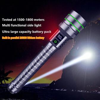 KENSUN 1pc High Power LED Flashlight, USB Rechargeable, Powerful Tactical Flashlight, Long Range, Bright Illumination, Suitable For Outdoor Fishing