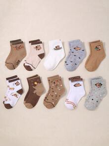 10双装水豚高弹力儿童短袜，中性色，男女童皆宜，日常休闲百搭，可搭配校服和运动鞋，四季皆宜 - 彩色 - 查看 4