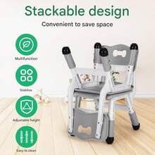 2 PCS Kids Chair Children's Stackable Desk Chairs Height Adjustable Toddler Chairs - Grey - View 6