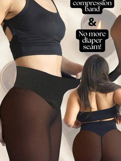 New Compression Strap & Single Seam Design! Classic Wool-Lined Thermal Leggings, Women's Winter Sports Warm Tight Pants, Autumn/Winter Fleece Tights, Sexy Lifting Outdoor Warm Velvet Thick Warm Pants, Elastic Slim Fit Thermal Leggings