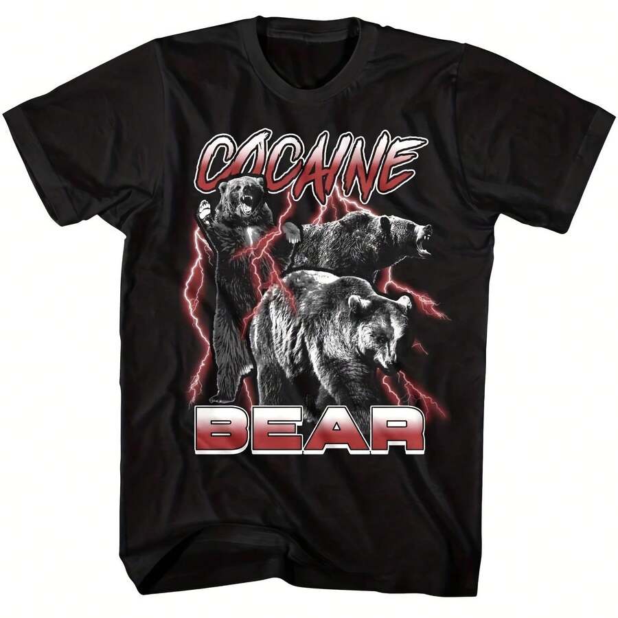 Bear Red Lightning T-Shirt - Black - View 1