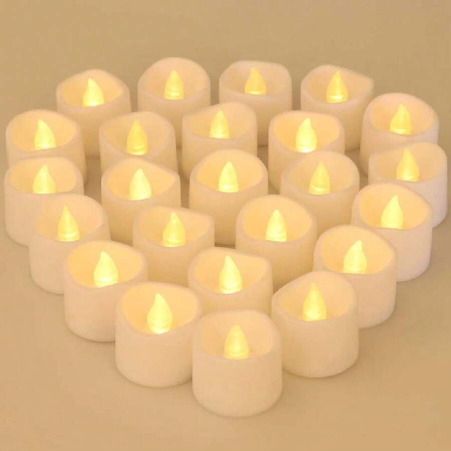 24 Velas de Té LED [Nuevo Estilo-120 Horas], Velas Eléctricas Sin Llama Sin Humo, Luz LED, Efecto de Parpadeo, Velas LED Pilas, para Hogar Festivales, Bodas y Fiestas, Navidad, Pascua,36772350 - Multicolor - Ver 1