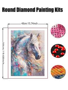 Horse Diamond Painting Kit, Fun DIY Crafts For Adults, Round Diamond Art Canvas For Home Decor Gift, 2026 Year Of The Horse Gifts - Multicolor - View 2