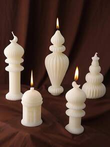 Crescent Moon Spire Architectural Style Candles, Star And Moon Castle Festival Decoration Scented Candles, Ramadan Festival Supplies - White - View 4