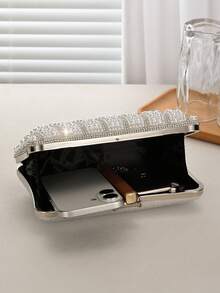 1 Stück modische Damen-Abendtasche mit Perlendekor, Mini-Handtasche mit Perlenverzierung, romantische Hochzeitsclutch, formelle Party-Umhängetasche, geeignet für Party, Dinner, Weihnachtsparty-Kleid, perfekt passend für Hochzeit und Party