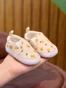 婴儿学步鞋，软底套脚鞋，可爱水果图案，适合室内外穿着，春夏秋季，0-1岁 - 杏色 - 查看 10