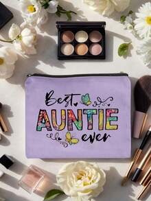 印有「Best Aunt」字樣的小手提包，卡通設計化妝包，便攜拉鍊化妝收納包，醫療收納包，零錢包，日常使用，旅行，禮物，拉鍊化妝包，節日禮物，感恩節禮物，Best Aunt 禮物，送給朋友和閨蜜的禮物，送給母親的禮物，送給女性的完美禮物 - 彩色 - 查看 15