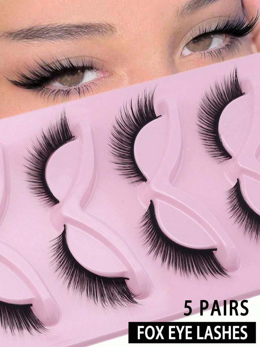5对新款狐狸/猫眼假睫毛，打造迷人妆容效果，自然卷翘纤长，性感睫毛提升您的魅力。 - 眼尾拉長款 - 查看 1