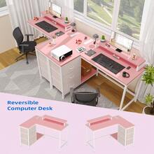 Roller Computer Table - 핑크 - 보기 3
