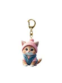 Cute Cartoon Cat Acrylic Keychain - 2D Pendant,Cute Cat Accessories,Cute Pink Hat Kitten,Fashion Backpack Pendant,Tote Pendant Decoration,Wallet Pendant,Pendant Keychain For Couples Bag Accessories Gift Waterproof, With Lobster Clasp, Ideal Gift For Family & Friends, Perfect For Birthdays And Special Occasions,Wedding Gifts, Party Gifts - Multicolor - View 13