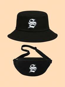 2pcs Kids Black Greek Alphabet Bucket Hat Set, Fashionable Personalized Sun Protection Hat, Compact Lightweight Versatile Packable, Practical Gift For Children, Suitable For Boys & Girls In All Seasons For Picnic, Daily Outdoor, Hiking, Fishing, Travel, School - Black - View 28