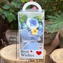 手工编织玫瑰向日葵花束，逼真仿真花卉摆设，创意礼物，适合情人节、圣诞节、婚礼、母亲节、教师节、新年、生日、毕业典礼等场合（含礼盒） - 彩色 - 查看 10